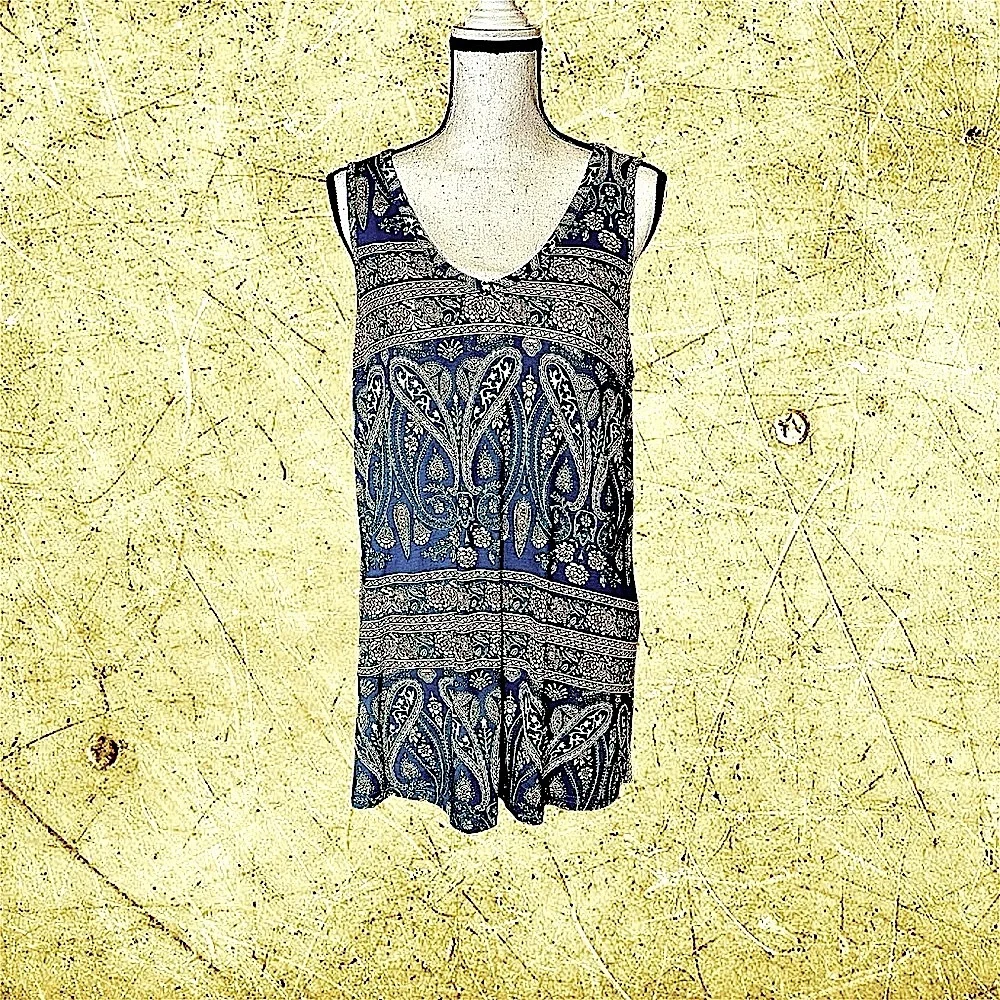 NWOT! LONGYUAN BOHEMIAN SLEEVELESS SHIRT - Picture 2 of 8
